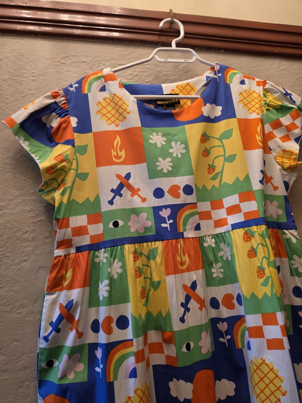 NWT Nooworks Frida Dress Ève Gentilhomme Colorful Patchwork Cotton Large - Picture 14 of 16